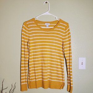 OLD NAVY white striped mustard sweater